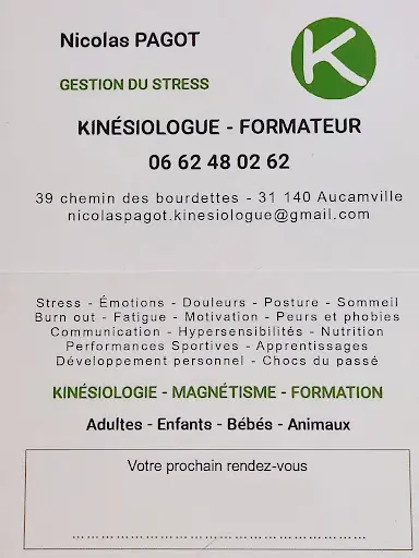 Kinésiologue Nicolas Pagot Kinésiologue et Formateur - Gestion du Stress - Magnétisme