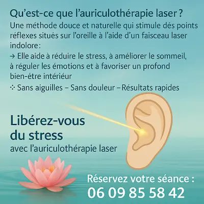 Stop Laser Addiction, Auriculothérapie Laser, Sevrage Tabac, Stress, Sommeil. Cormoranche sur Saône ( Près de Macon )