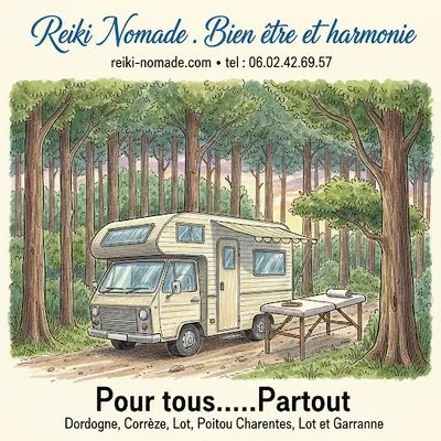 Reiki Nomade Soins et Initiations Reiki À Domicile et A Distance en Dordogne, Corrèze Poitou-charentes Lot et Lot et Garonne