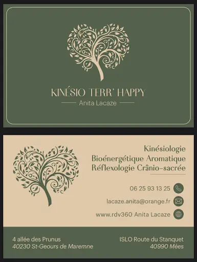 Kinesio Terr’ Happy - Anita Sicre Lacaze Réflexologie Crânio Sacrée - Bioénergie Aromatique